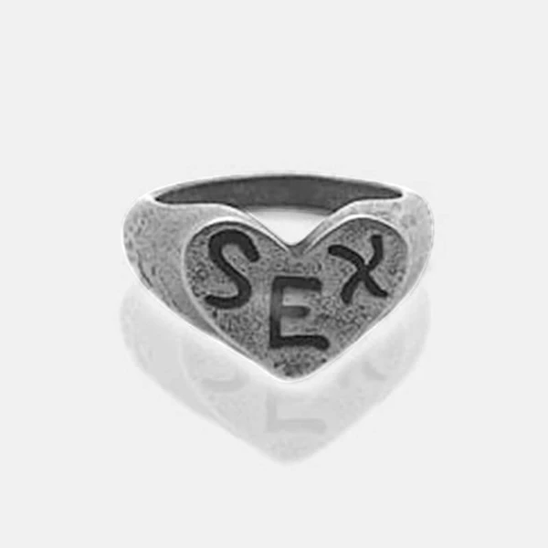 Retro SEX Heart Sterling Silver Ring - Rock & Spark Retro SEX Heart Sterling Silver Ring - Rock & Spark