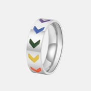 Simple Rainbow Flag Stainless Steel Ring