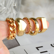 Conjunto de anéis de aço inoxidável dourado estilo punk simples com 5 peças