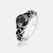 Bague Viking en acier inoxydable avec pierres précieuses à nœud celtique