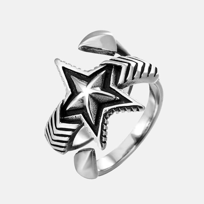 Retro Star Stainless Steel Ring - Rock & Spark