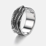 Vintage Feather Stainless Steel Men's Ring