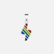 Pingente relâmpago de aço inoxidável com bandeira do arco-íris