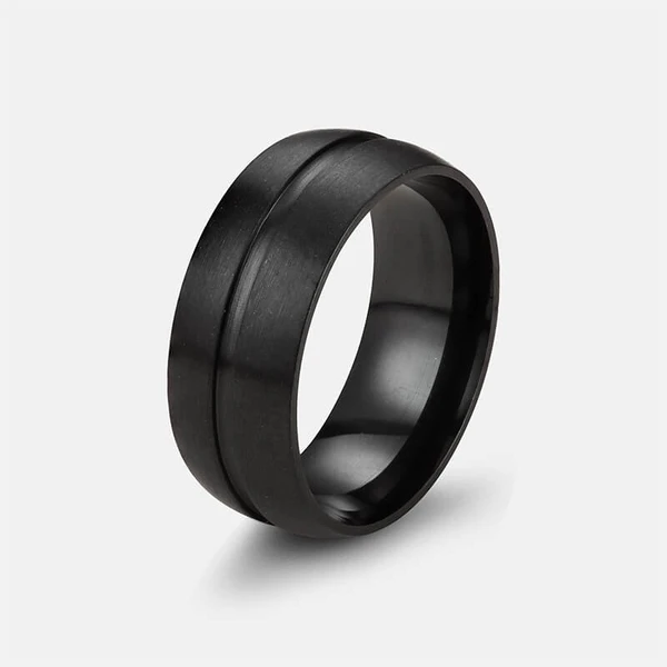 Simple Black Band Ring For Men