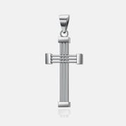 Pendentif croix simple en acier inoxydable à découpe multicouche