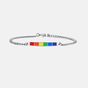 Bracelet de couple en acier inoxydable Rainbow Pride Block