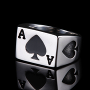 Poker Spades Stainless Steel Men's Ring