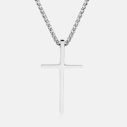 Collier simple en acier inoxydable avec croix