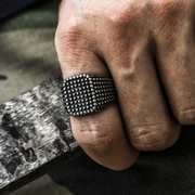 Square Round Spots Stainless Steel Men's Ring