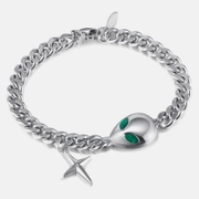 Simple Alien Cross Stainless Steel Bracelet