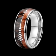 Arrow Wood Grain Stainless Steel Ring