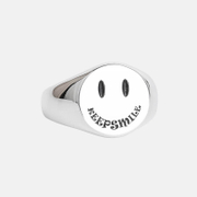 Smiley Sterling Silver Adjustable Ring
