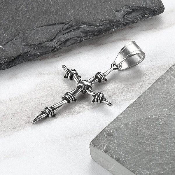 Thorns Cross Stainless Steel Pendant - Rock & Spark Thorns Cross Stainless Steel Pendant - Rock & Spark