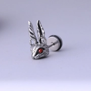 Vintage Red Eye Rabbit Stainless Steel Gem Earrings