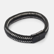 Vintage Braided Leather Cord Stainless Steel Bracelet