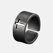 Hollow Cross Retro Stainless Steel Men's Ring