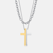 Minimalist Cross Multi-layered Chain Stainless Steel Necklace