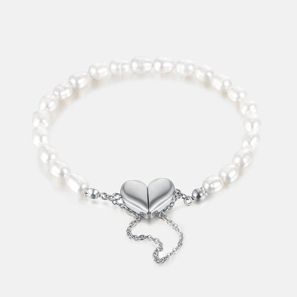 JAI Sterling Silver Italy Heart Lock Cultured Pearl Bracelet - QVC.com