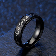 ECG Heart Stainless Steel Band Ring
