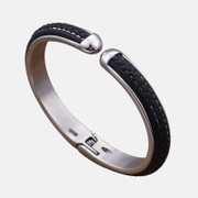 Simple Stainless Steel Leather Bracelet