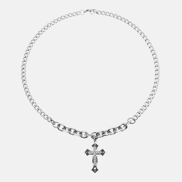 Fashion Jewelry Collection Sterling Silver Double Strand Bezel-set CZ with  CZ Cross Station Chain Necklace CNY-M-5830 - D&D Jewelry in Walnut Creek CA