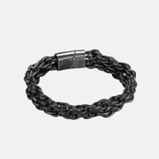 Bracelet pour homme en acier inoxydable avec corde rétro
