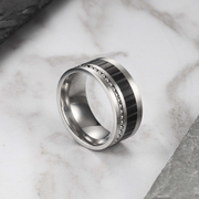 Black-White Tone Stainless Steel Ring