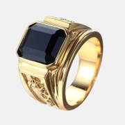 Simple Square Zircon Stainless Steel Ring