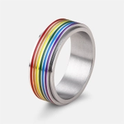 Rainbow Flag Stainless Steel Spinner Ring