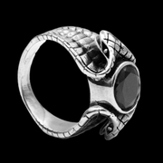 Cobra-Ring aus Sterlingsilber mit schwarzem Edelstein