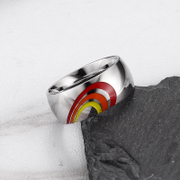 Rainbow Heart Stainless Steel Couple Ring