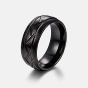 Black Grooved Tire Stainless Steel Ring