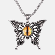 Butterfly Stainless Steel Gemstone Pendant