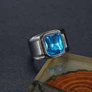 Octagonal Gemstone Stainless Steel Ring
