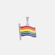 Ciondolo in acciaio inossidabile con bandiera arcobaleno LGBT