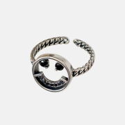 Offener Ring aus Sterlingsilber mit Vintage-Zirkon-Smiley