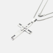Collier croix en acier inoxydable à motif à la mode