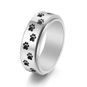 Dog Paw Prints Stainless Steel Spinner Ring