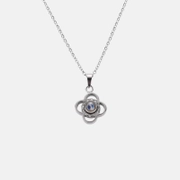 Clover Diamond-Set Stainless Steel Projection Necklace