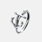 Fashion Anchor Sterling Silver Adjustable Ring