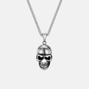 Colgante de acero inoxidable con calavera de hueso agrietado de Hip Hop