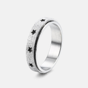 Simple Sparkly Stars Stainless Steel Spinner Ring