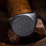 Crafted Compass Stainless Steel Men's Ring