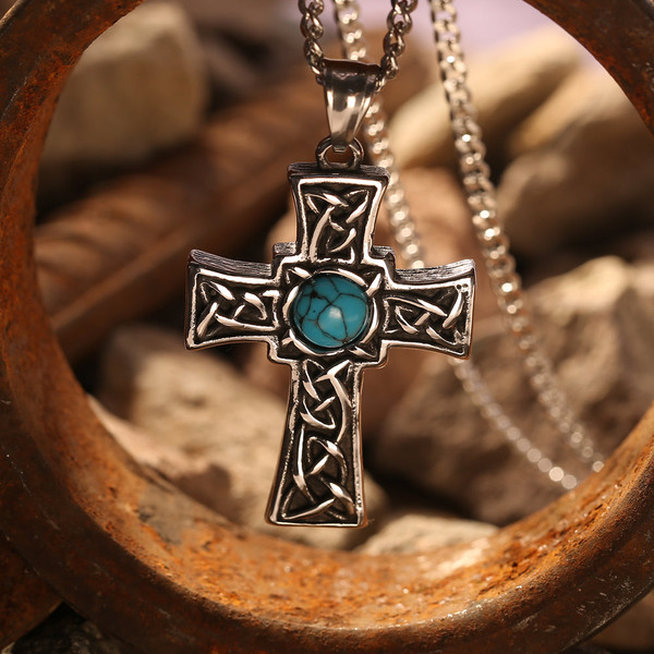 Navajo Sterling Silver & Turquoise Cross Pendant By Chimney Butte – Nizhoni  Traders LLC