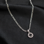 Smiley Face Stainless Steel CZ Stone Pendant