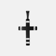 Pendentif croix géométrique en acier inoxydable bicolore à facettes