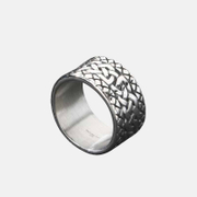 Anillo de acero inoxidable con diseño trenzado de cadena punk
