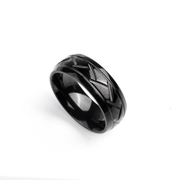 Black Grooved Tire Stainless Steel Ring