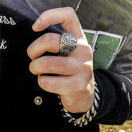 Retro Cross of Lorraine Stainless Steel Men's Ring
