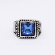 The Great Wall Pattern Stainless Steel Gemstone Ring